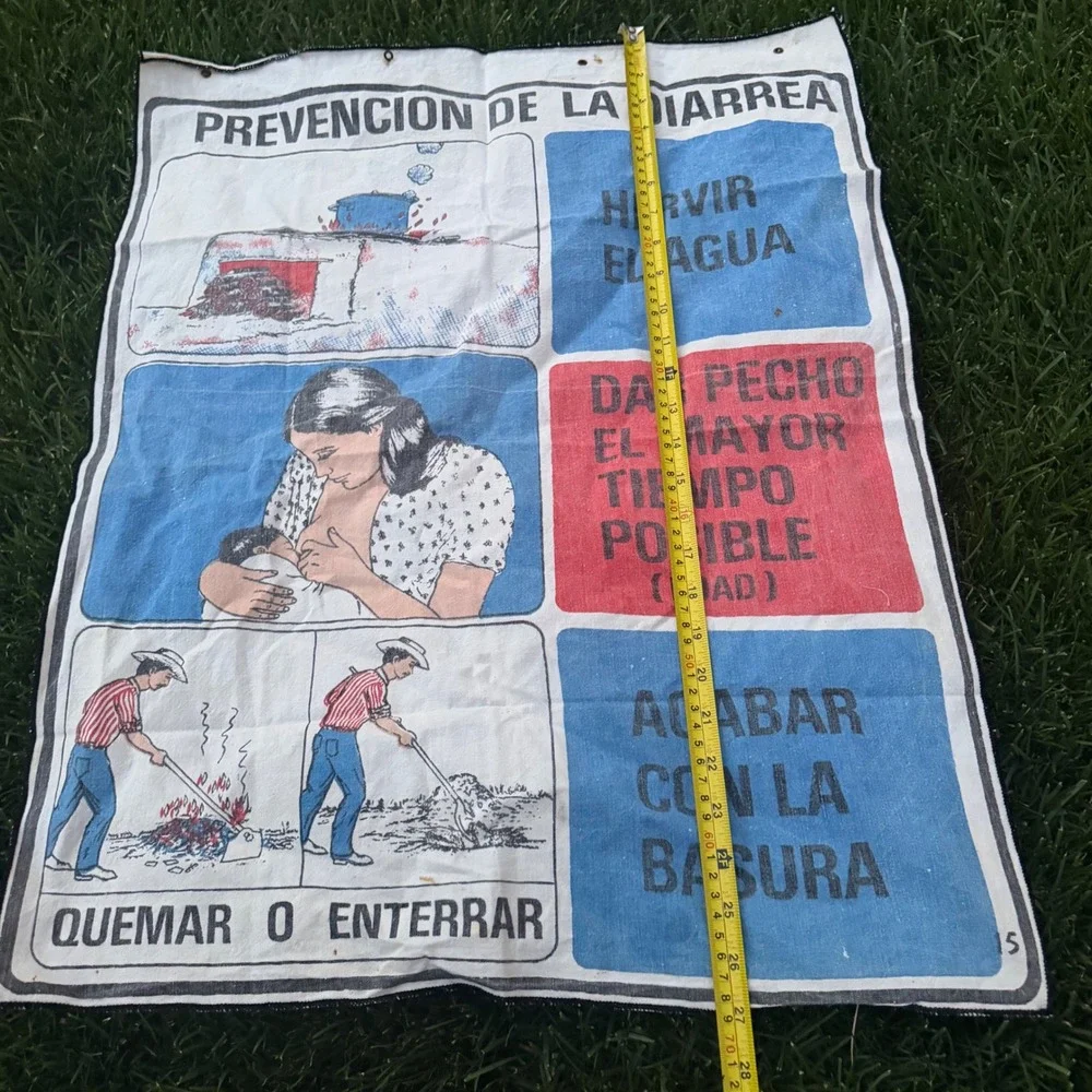 B- Vintage Spanish Public Health Poster Textile Banner Prevencion de la Diarrea